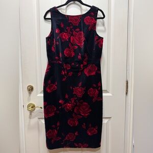 Talbots Red Roses Velvet Dress